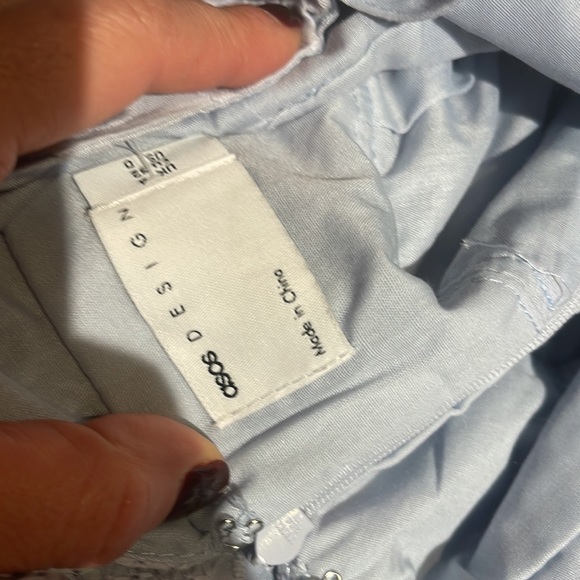 ASOS DESIGN PREMIUM PLUNGE BRODERIE TIERED MIDI DRESS WITH BUTTON NECK WITH - Picture 10 of 12